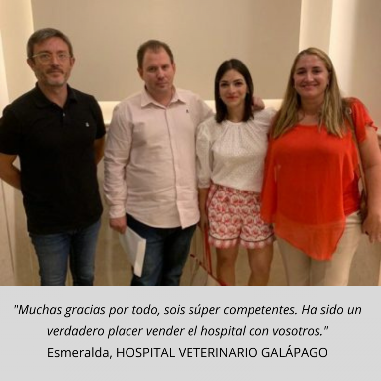 Muchas gracias por todo, sois súper competentes. Ha sido un verdadero placer vender el hospital con vosotros. ESMERALDA - HOSPITAL VETERINARIO GALÁPAGO